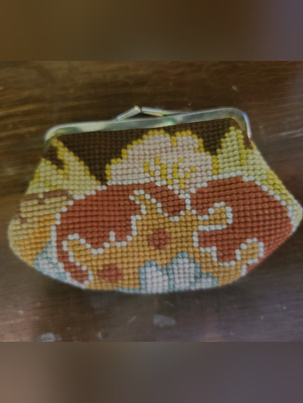 Vintage Koret Needlepoint Kiss Lock Coin Purse MCM